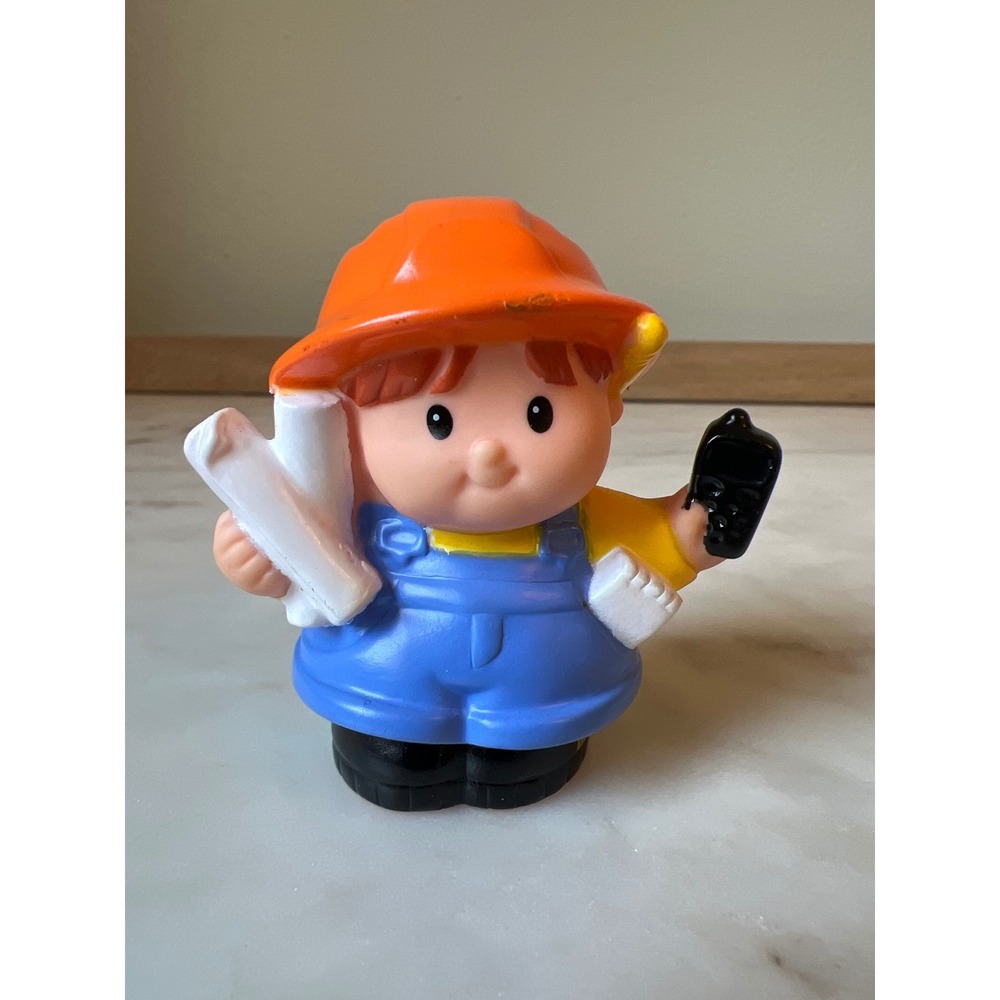 Construction Worker Red Hair Phone Building Plans Fisher-Price Little People Toy